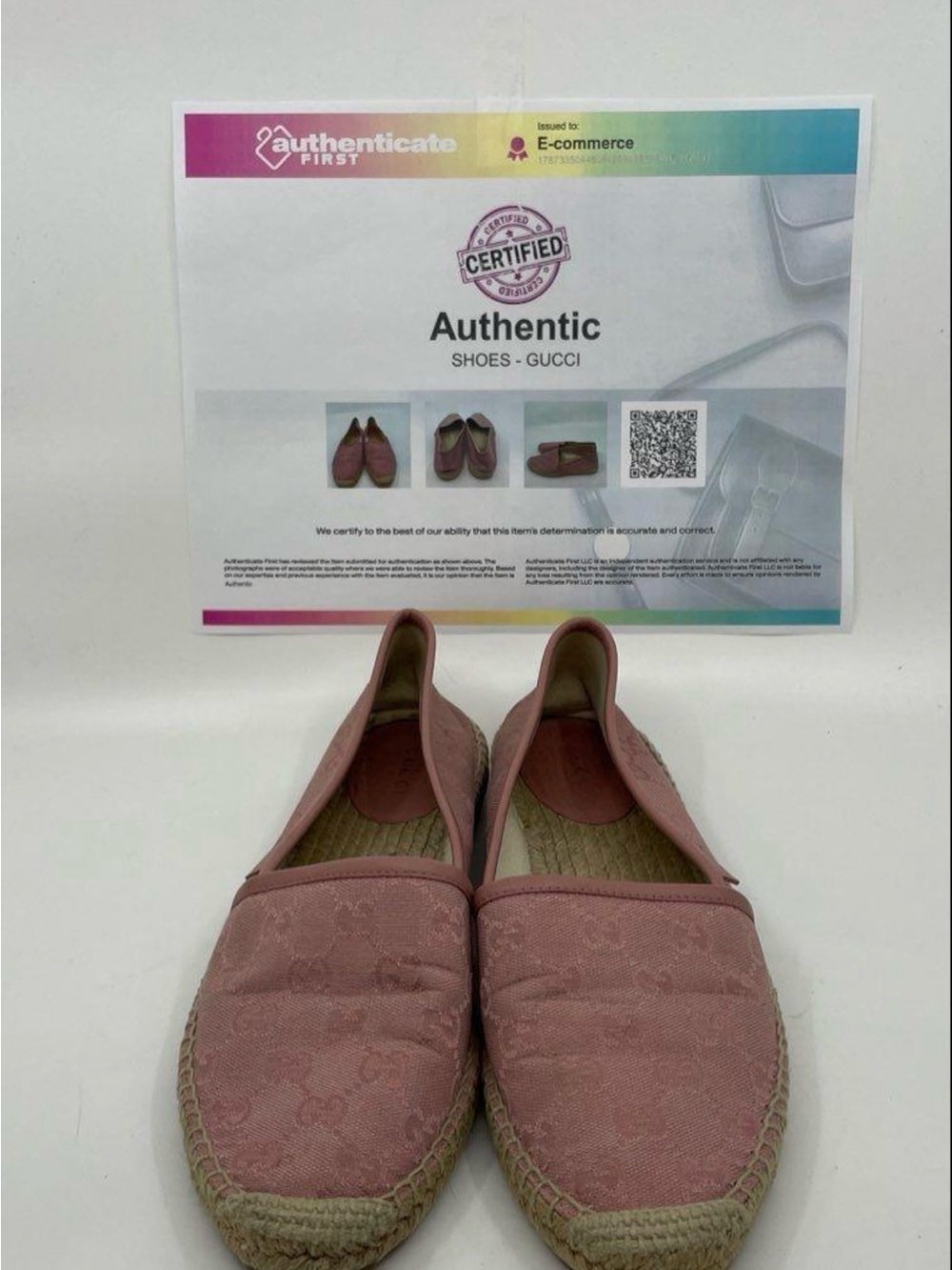 Gucci Pink Canvas Monogram Espadrille Flats